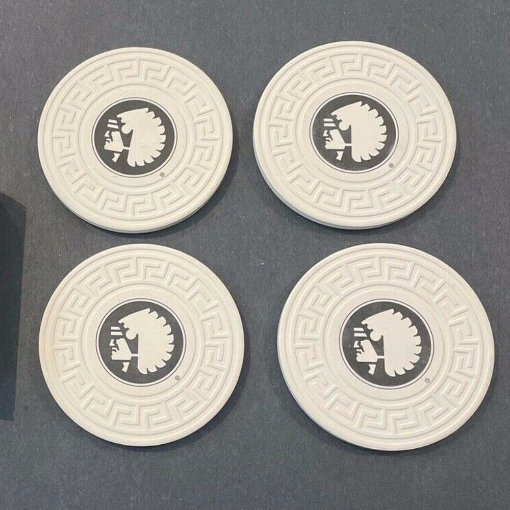 4X SET INDIAN CHIEF HEAD SOUTHWEST STONE COASTERS